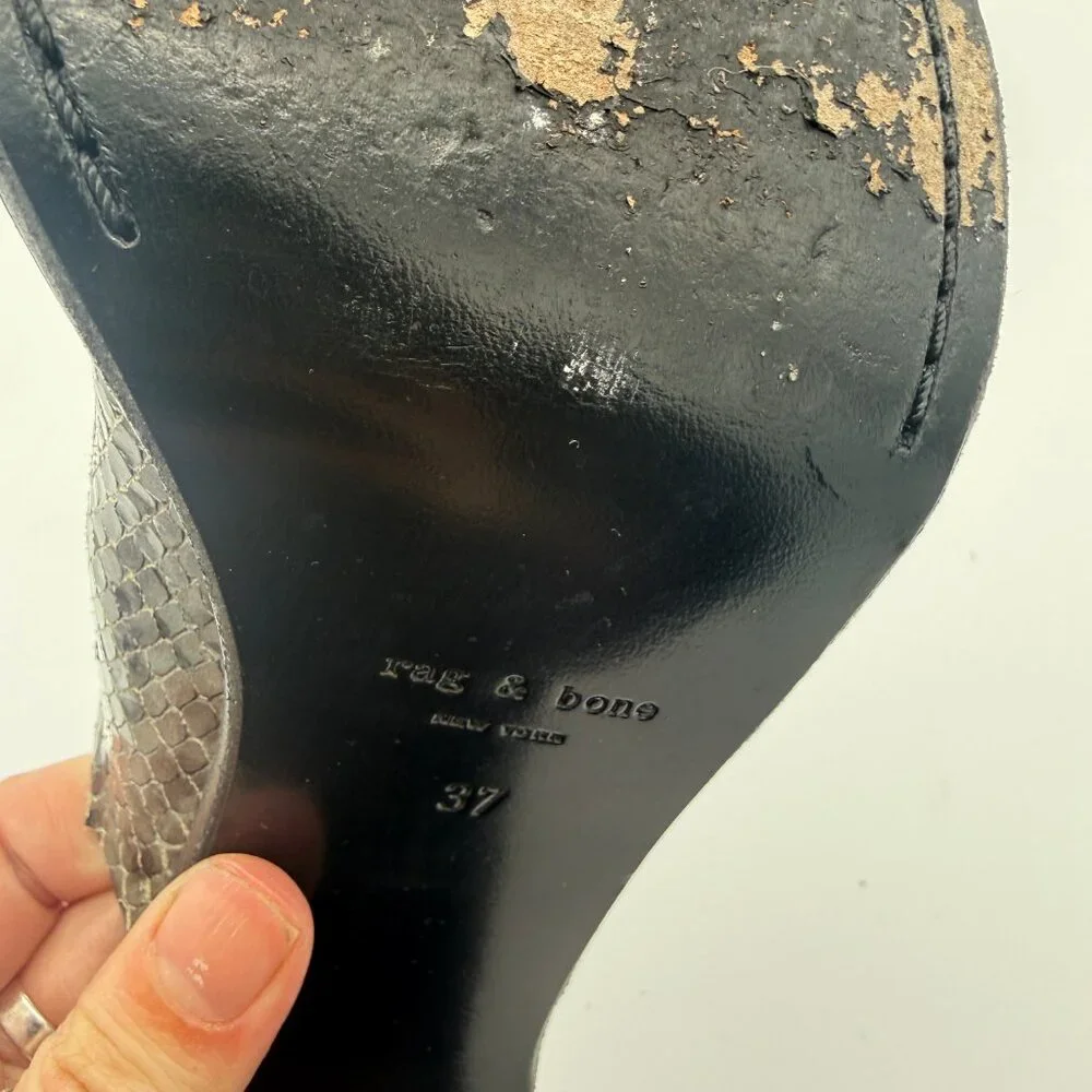 Rag & Bone Tristan Python Embossed Leather Mule Sandal 37 - Picture 7 of 9